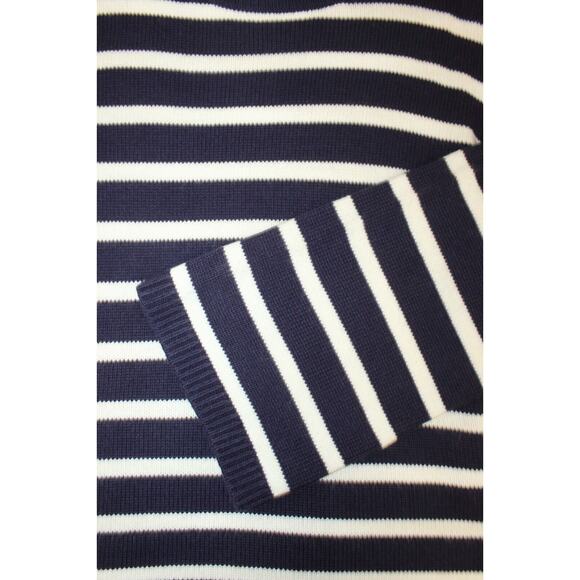 Halogen X Atlantic-Pacific Crew Sweater Sz Large Navy/White Cathy Stripes NWT - Picture 6 of 8